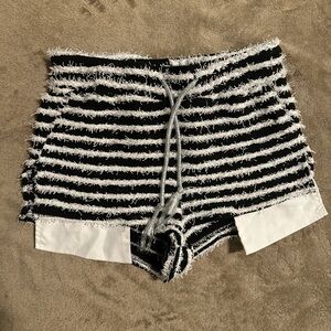 Black and White Striped Women Shorts